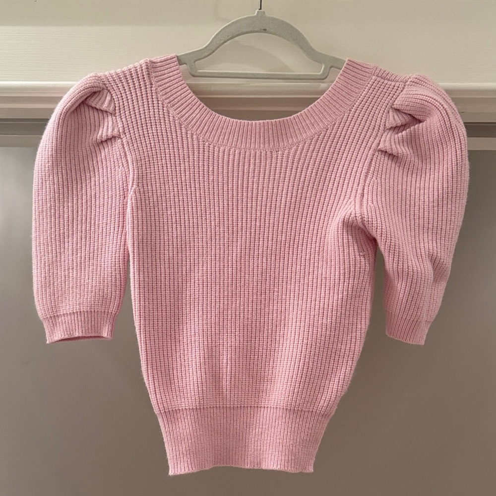 Pink Puff Sleeve Women's Sweater